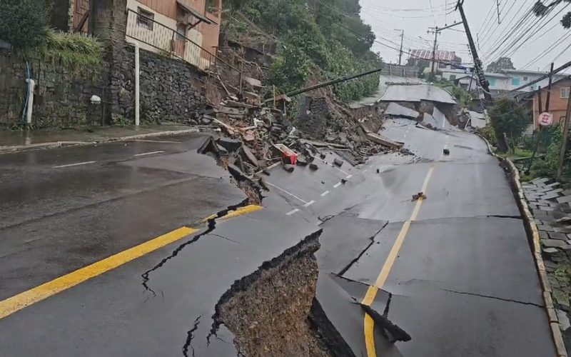 Chuvas Intensas no Rio Grande do Sul: Rua em Gramado Desaba em Meio a Temporais